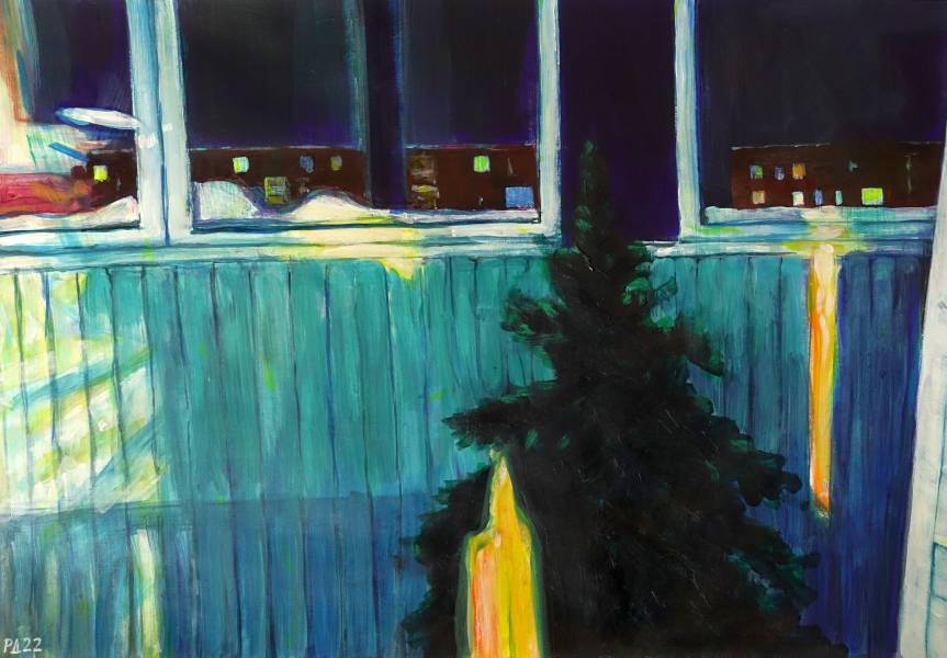 художник Rusakov Denis - картина Дед мороз елку принес - магический реализм - - Не указан -