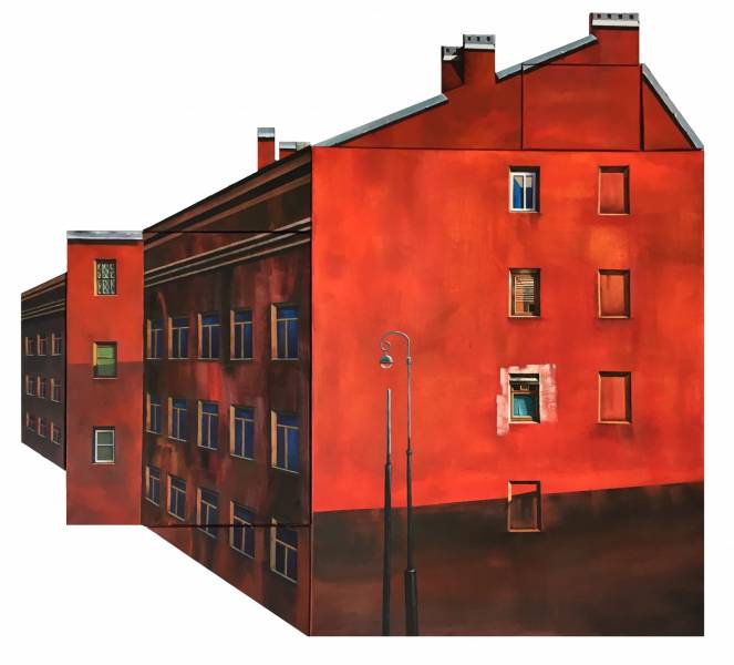 художник Хёртнагль Динара - картина Красный дом -  - городской пейзаж