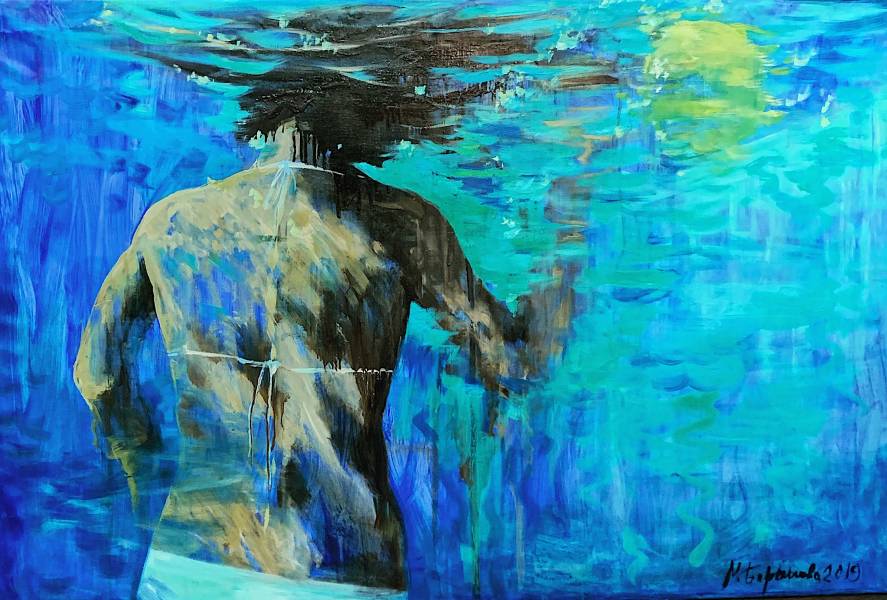 художник Баранова Маргарита - картина В бассейне 2 - современный реализм - жанровая композиция