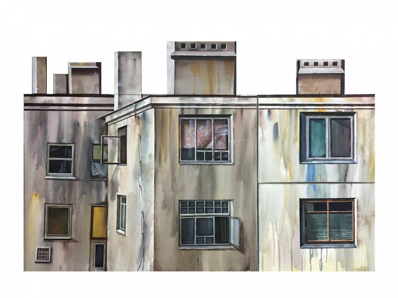 художник Хёртнагль Динара - картина Угловой дом -  - городской пейзаж