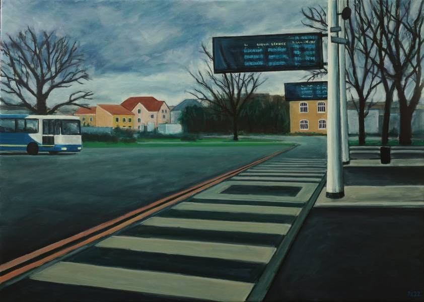 художник Русаков Денис - картина Bus station - современный реализм - - Не указан -