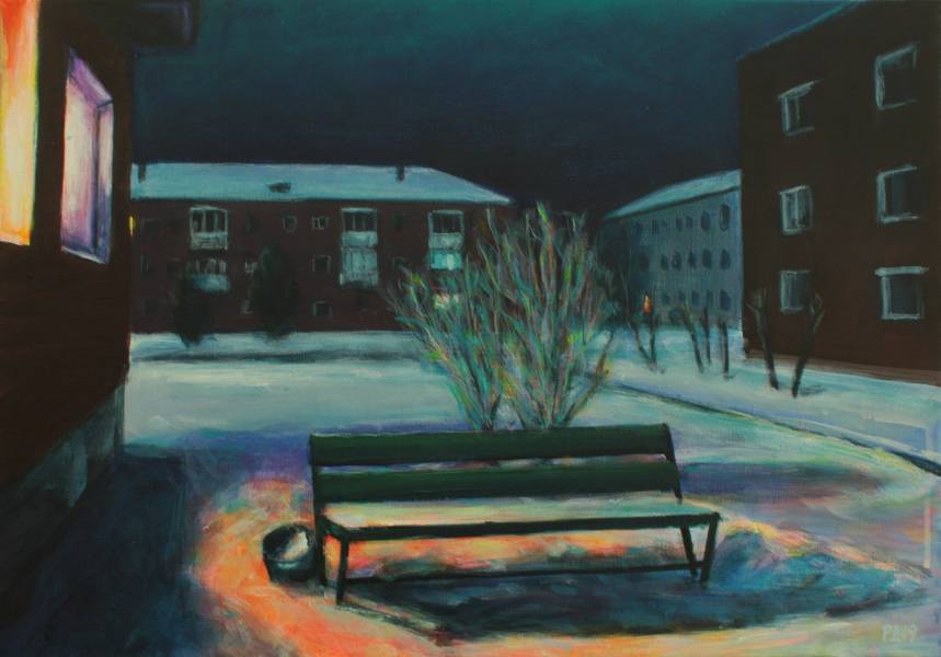 художник Русаков Денис - картина Район ночью - - Не указан - - городской пейзаж