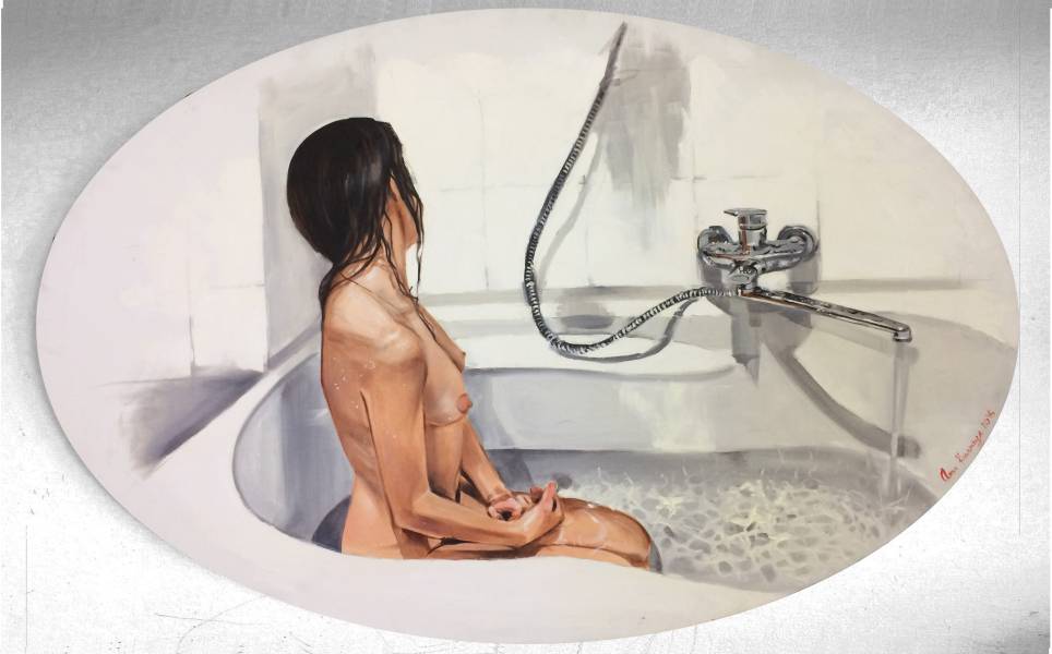 художник Красная Анна - картина Обнаженная в ванной - фигуративное искусство - жанровая композиция,ню