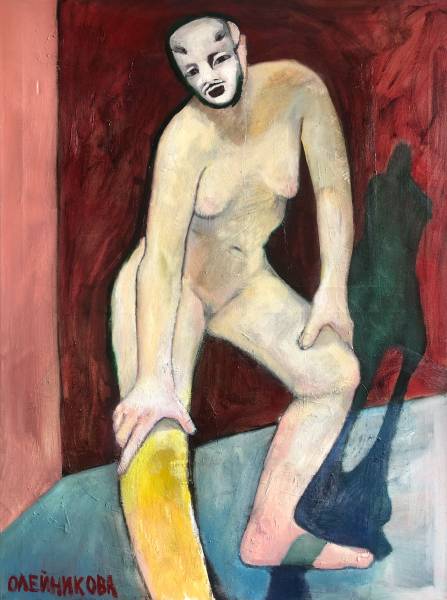 художник Oleynikova Lera - картина Обнаженная в маске - наив,модернизм,наивное искусство - - Не указан -