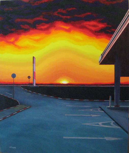 художник Малинина Юлия - картина Утренняя Заправка - - Не указан - - индустриальный пейзаж