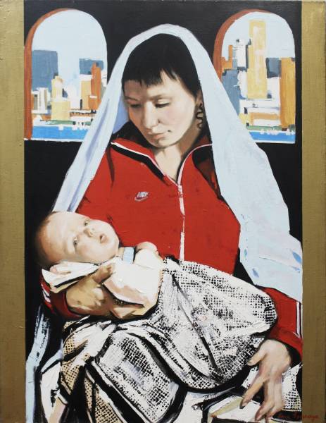 художник Красная Анна - картина Мадонна с младенцем - реализм - painting