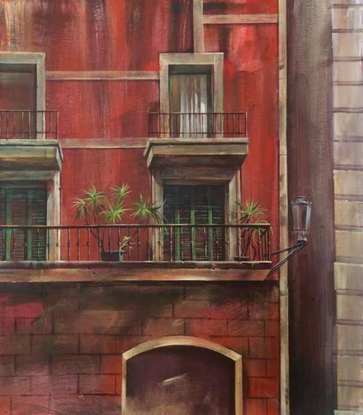 художник Хёртнагль Динара - картина Улицы Барселоны - реализм - городской пейзаж