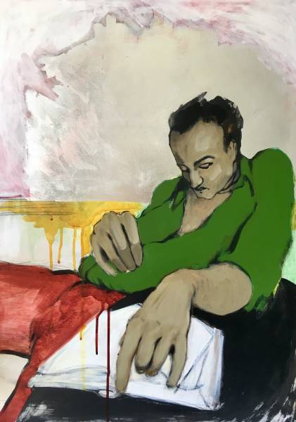 художник Борисова-Севостьянова Маруся - картина Мужчина в красных штанах -  - портрет
