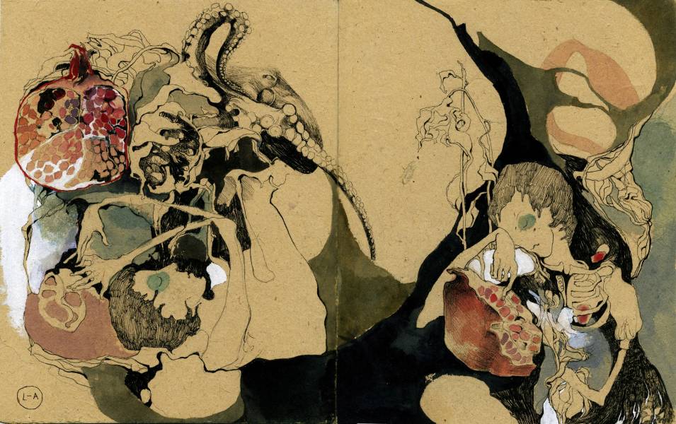 художник Ковган Лилия - картина Сон с осьминогом - экспрессионизм - абстракция