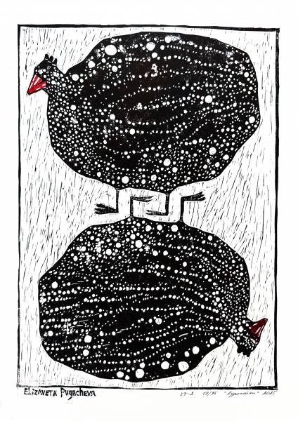 художник Pugacheva Elizaveta - картина Куропатки - наив,модернизм,наивное искусство - - Не указан -