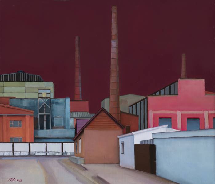 художник Малинина Юлия - картина Небо цвета бордо - - Не указан - - industrial landscape