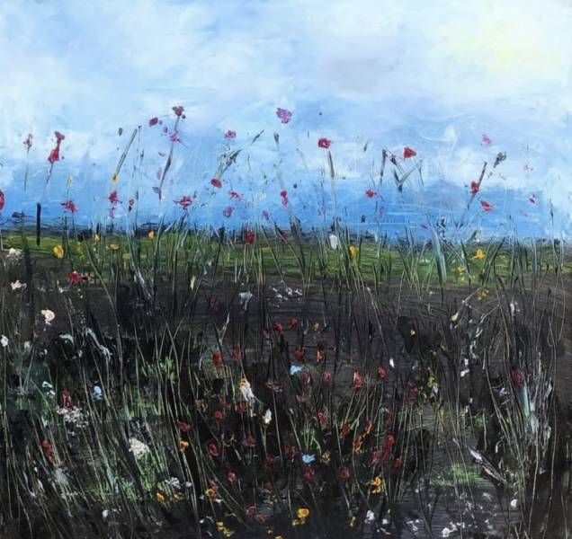 художник Нестеренко Эдит - картина Красное цветущее поле