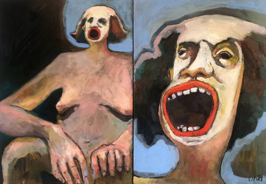 художник Oleynikova Lera - картина Крик крупный план, Крик средний план. Диптих